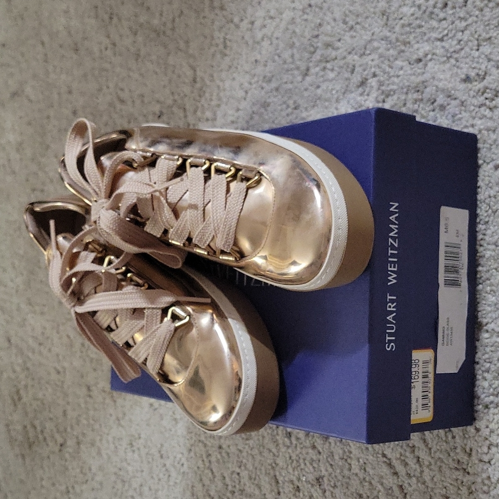 Stuart Weizman Gold Sneakers - New and Never Worn